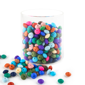 Kovict Hot Sale 12mm Food-Grade <b>Silicone</b> PVC Beads Easy-to-String Flat Round Lentil Spacer for Teething Nursing Necklace Pens - Product Image 3