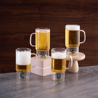 Mug à bière en verre borosilicate haute résistance, tasse à eau, résistant aux hautes températures, design moderne et minimaliste, avec poignée, couleur unie, simple paroi, pour le bureau