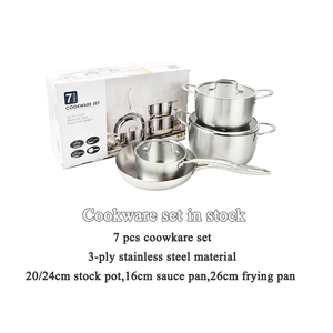 Batterie de Cuisine Supérieure Moderne de 7 Pièces en Acier Inoxydable Tri-Ply Antiadhésive, Casseroles et Poêles Brillantes, Ensemble de Cuisson - Product Image 4
