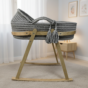 Crocheted <strong>Moses</strong> <strong>Basket</strong> Handmade <strong>Mobile</strong> Baby Bed for Newborns Choice of Colours - Product Image 4