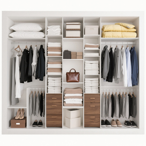 BALOM Armoire de luxe sur mesure, mobilier de chambre à coucher, armoires modulaires modernes en bois massif, placards, organisateurs de rangement - Product Image 6