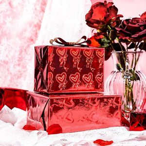orignal pink and <b>red</b> holographic iridescent metallic hearts and bow foil wrapping <b>paper</b> for Valentine's Day and wedding - Product Image 6
