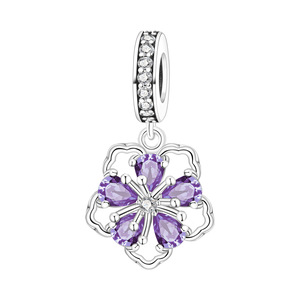 Cross-border spot white <b>copper</b> non-fading flower pendant, original niche high-end DIY <b>bracelet</b> accessory - Product Image 1