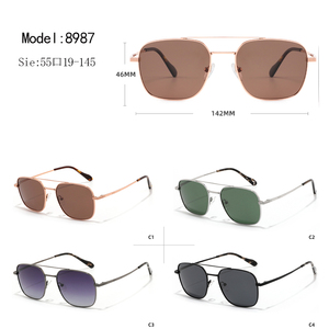 Unisex <b>Pilot</b> Sunglasses Rectangle Metal Frame Green Lens UV400 Protection Adult - Product Image 3