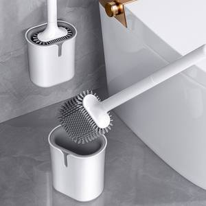 Juego de escobillas de silicona para inodoro montadas en la pared y de pie, herramienta de limpieza de baño con base, incluye cepillo para inodoro - Product Image 1