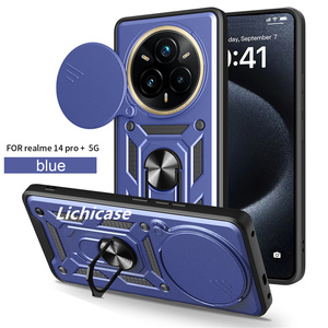 Lichicase 360 porte-anneau rotatif antichoc couverture rigide pour Realme 14 Pro + 5G objectif curseur fenêtre caméra garde étui - Product Image 3