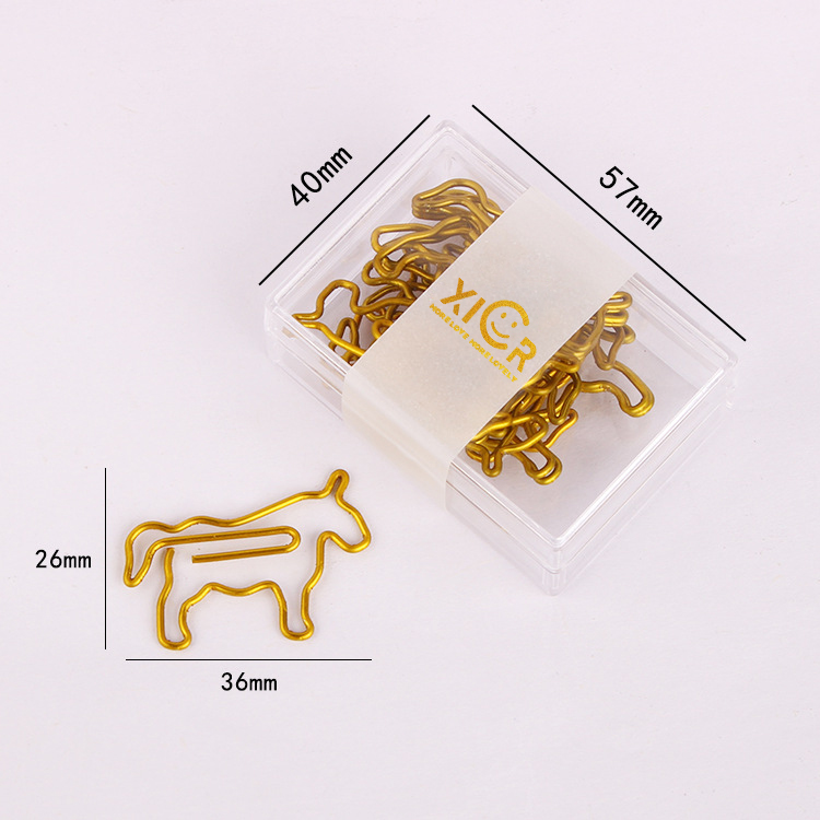 Цветной зажим для бумаги с гальваническим покрытием, креативный зажим для бумаги в форме лошади для офиса