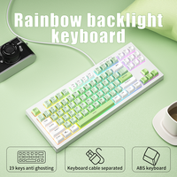 Teclado para Juegos con Retroiluminación LED, Ergonómico, de Membrana, para Oficina, PC, Portátil, Multimedia, para Gamers