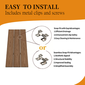 Planches de <span class=keywords><strong>terrasse</strong></span> en WPC imperméables pour l'extérieur - Revêtement composite écologique ignifuge antidérapant à emboîtement pour jardin et <span class=keywords><strong>terrasse</strong></span> - Product Image 5