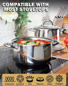 12 PCS Cooking <b>Pots</b> <b>and</b> <b>Pans</b> Frying <b>Pan</b> Stock <b>Pot</b> Sauce <b>Pan</b> <b>Stainless</b> <b>Steel</b> Cookware Set - Product Image 3