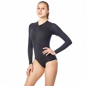 Women's Swimsuit Open-Back Long-Sleeve Bathing Suit One Piece Swimwear  Backless Rash Guard Dive Wetsuit Surfing Snorkeling Beach