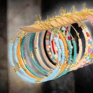 Pendientes de Aro Grandes con Cuentas de Colores Estilo Y2K, Joyería Geométrica Moderna de Acero Inoxidable Chapada en Oro para Fiestas de Mujeres - Product Image 2