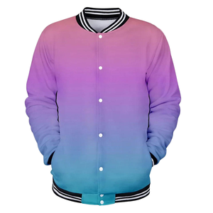 Chaqueta Bomber Varsity con Parches Bordados en Degradado, Estilo Streetwear, Personalizada, Hip Hop, Impermeable, Resistente al Viento, con Ribete de Piel - Product Image 2