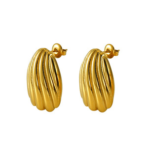 ZOGXIN Gold Plated Stainless Steel Stud Earrings Geometric Oval Shape For Women Party Jewelry - Product Image 4