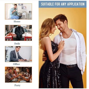 Gilet de mise en forme corporelle <span class=keywords><strong>pour</strong></span> <span class=keywords><strong>hommes</strong></span> européens et américains, en maille ultra-élastique, <span class=keywords><strong>corset</strong></span> mince, vente directe usine, haut sculptant poitrine et abdomen - Product Image 2