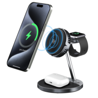 Station de charge sans fil magnétique 4 en 1 Qi2.2 25W avec ventilateur de refroidissement pour Galaxy iPhone IWatch écouteurs