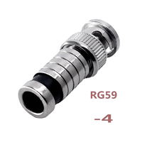 Conector BNC Macho de Compresión para Cable RG59 de 75 Ohmios, Conector BNC de Compresión para Cámara de Seguridad