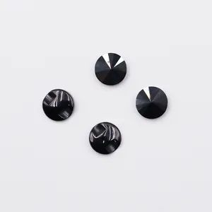 Hot selling European style dyeing coat buttons embossed black bright 1hole ceramic buttons for shirt
