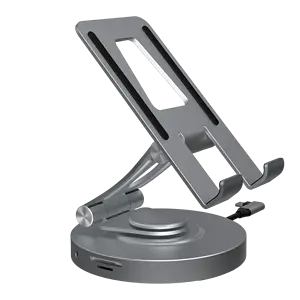 Supporto per tablet cellulare in lega di alluminio pigro regolabile girevole a 360 gradi con supporto da tavolo pieghevole con 8 mozzi