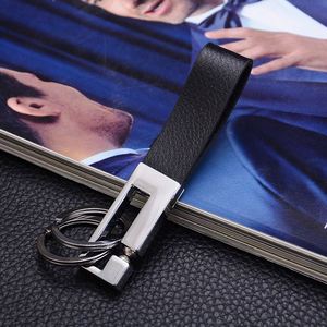Keychain Wholesale Double <b>Ring</b> Creative Leather Car Logo Leather Waist <b>Key</b> Chain - Product Image 5
