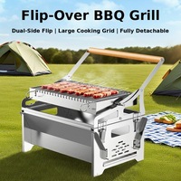 En stock, Gril à charbon de bois détachable en acier inoxydable pour la maison, gril à poisson d'extérieur, grille de barbecue