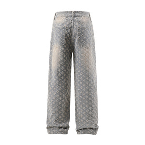 Nuevos <span class=keywords><strong>Jeans</strong></span> de Pierna Ancha con Bordado Floral Lavado Estilo Vintage para <span class=keywords><strong>Hombre</strong></span> - Product Image 2