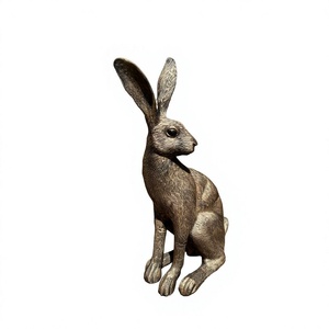 Escultura decorativa de conejo de bronce con orejas grandes, estatua de lebre hecha a mano para decoración de Pascua - Product Image 1