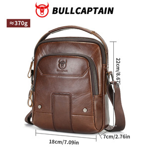 Bolso Bandolera BULLCAPTAIN de un Solo Tirante para Hombre, de Cuero Genuino, con Bolsillos para Teléfono Celular - Product Image 5