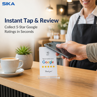 Étiquette NFC personnalisée en PVC blanc SIKA pour avis Google, signalétique de notations, comptoir de magasin, réception, collecte de commentaires clients
