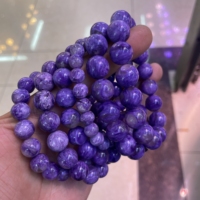 Bracelet en pierre de charoïte de haute qualité, pierre naturelle, perles rondes