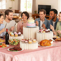Supports de buffet, présentoirs pliables en accordéon à 60 pages pour table de desserts, supports cylindriques en carton pour gâteaux et cupcakes