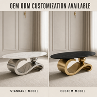 Nouvelle table basse ovale en dalle de roche, style luxe léger et moderne, pour salon, table à thé domestique, combinaison de tables d'appoint