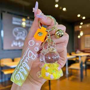 Creative Oil <b>Bubble</b> Bead Unicorn Quicksand Bottle Keychain Cartoon <b>Floating</b> Liquid Key Chain - Product Image 5