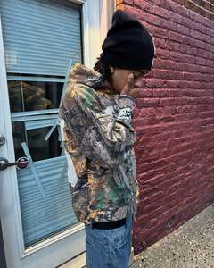 Ngoài trời Camo kỹ thuật số tùy chỉnh in ấn thả Vai quá khổ 480 GSM 100% Pre thu nhỏ bông Mens Heavyweight thêu Hoodie - Product Image 3