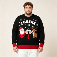 Pull en tricot pour homme Odm Oem avec patch renne et Père Noël en crochet pour Noël