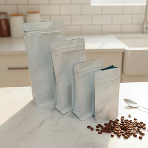 Bolsa de café con sellado de ocho lados, con cierre de cremallera, sellado cuádruple, resellable, de PET de grado alimenticio, impresa en huecograbado, termosellada, para granos de café tostado - Product Image 1