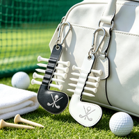 Nouveau porte-tee de golf en cuir PU en forme de club de golf avec mousqueton, pochette pour tee de golf en cuir PU, accessoires de tee de golf, cadeau promotionnel