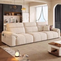Elektrisches Schlafsofa Multifunktionales Wohnzimmersofa Zero-Wall Sugar Cube Funktion Leder Geradliniges Sofa