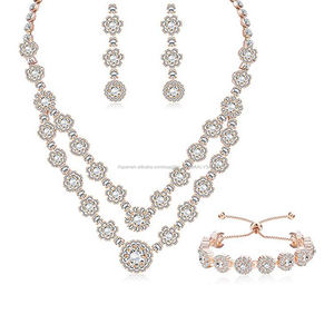 Oro rosa Tono de plata nupcial conjunto de joyas de cristal <span class=keywords><strong>para</strong></span> las mujeres - Product Image 2