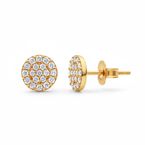 14Kt Yellow Gold Studded Screw <b>Back</b> Stud <b>Earring</b> for Women Classic & Trendy Real Round Brilliant Cut Diamond Anniversary Jewelry - Product Image 2