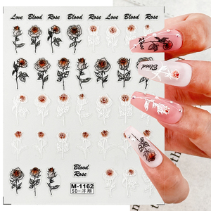 Private Label 3D rosa rossa adesivi per unghie di san valentino Nail Art decalcomania per il disegno - Product Image 2
