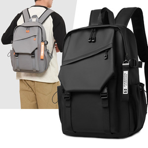 Men's Casual <b>Backpack</b> <b>Large</b> Capacity 12 Inch Laptop Compartment For Commuting Travel Student Use Gray Black Solid Color - Product Image 2