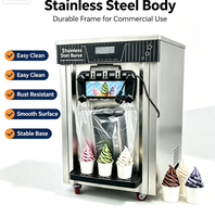 Commerciële ijsmachine voor softijs met 3 smaken, hoge productiviteit, Energy Star gecertificeerd, geschikt voor fruitmelk/ijs.