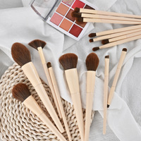 Kit de fond de teint Kabuki professionnel HMU 15 pièces ensemble de pinceaux de maquillage kaki de haute qualité avec manche en bois Logo personnalisé utilisation du visage