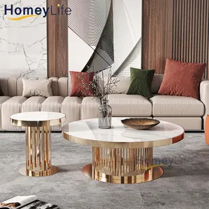 Moderner Edelstahl Metall Couch tisch Luxus Marmor Couch tisch