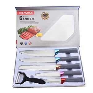 Ensemble de couteaux de cuisine en acier inoxydable avec manche en plastique, ensemble de couteaux de cuisson, ensemble de couteaux de chef avec bloc de rangement, vente en gros - Product Image 5