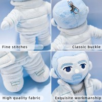 Llavero de Peluche Personalizado de Rapero Azul Claro, Muñeco de Peluche Suave con Clip Metálico para Mochilas, Regalos Coleccionables