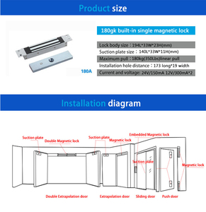 <span class=keywords><strong>Serratura</strong></span> Elettromagnetica Impermeabile a Montaggio Superficiale LED 180KG 350LBS per Porte di Sicurezza in Metallo - Product Image 5