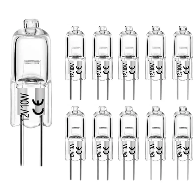 12V 2 Pin Clear Glass Halogen Lamp G4 10W/20W Warm White Bulb for Cabinet Puck Light Chandeliers