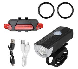 Set Luci per Bici USB LED Ricaricabili Lampada Impermeabile Torcia Anteriore e Posteriore per Mountain Bike - Product Image 1